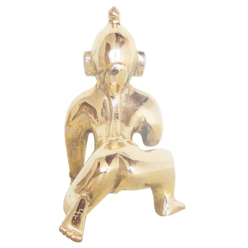 Brass Laddu Gopal God Idol Statue - Handcrafted Krishna Murti, Height : 7 Inch (BSMAS871 E) view 5