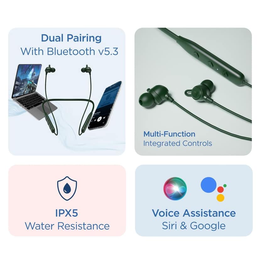 boAt Rockerz 109 Bluetooth Neckband with 60 hrs Playback,ENx Technology, Beast Mode (60ms), Magnetic Buds, Dual Pairing, ASAP Charge, IPX5 Water Resistance(Black view 2
