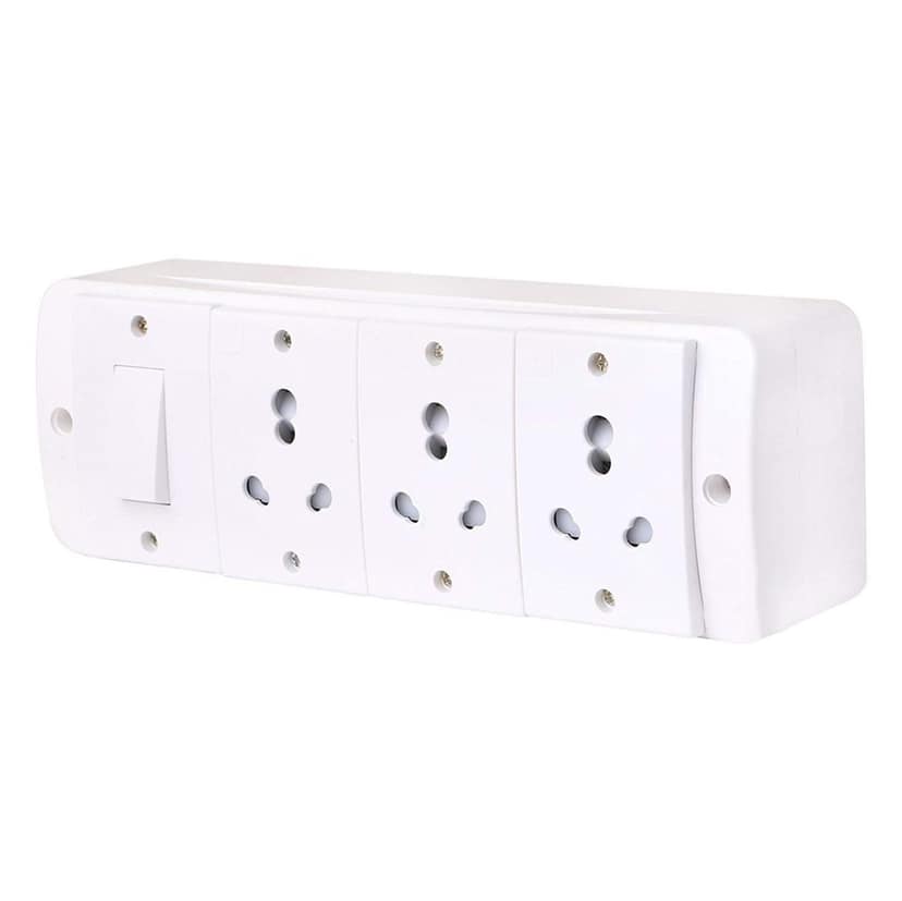 INDRICO Power Strip Extension Multi Outlet Board with 3 Anchor Sockets 15A and 1 Anchor Switch 15A with 4 m Chord with 15A Plug