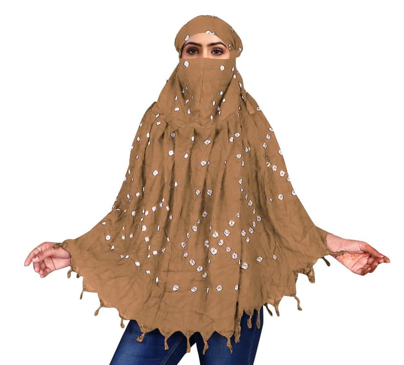 Women's Beige Bandhani Cotton Scarf view 2