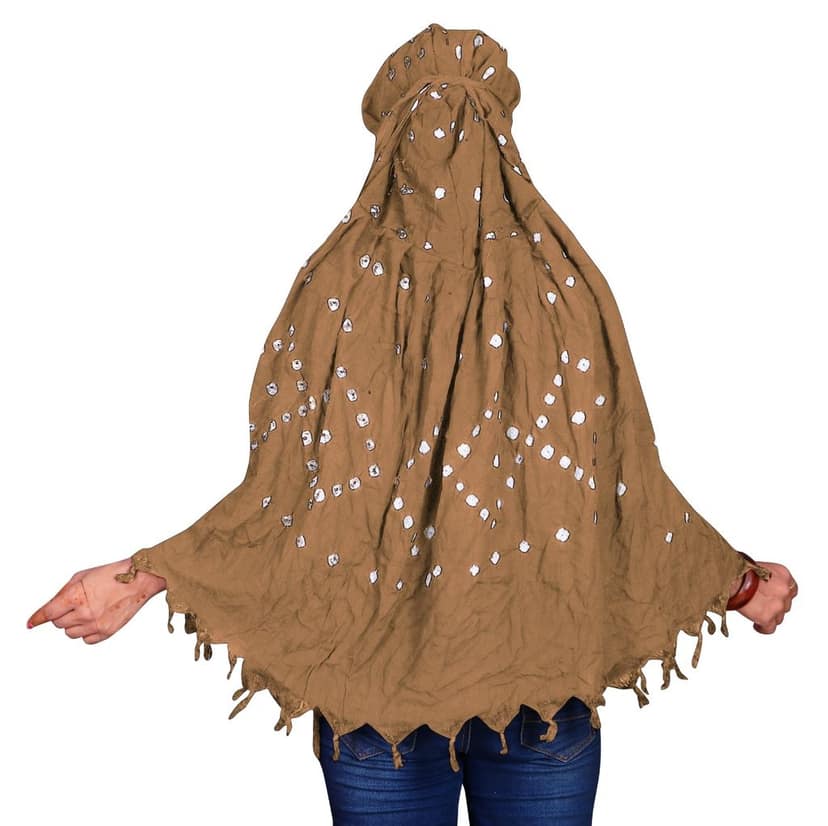 Women's Beige Bandhani Cotton Scarf view 4