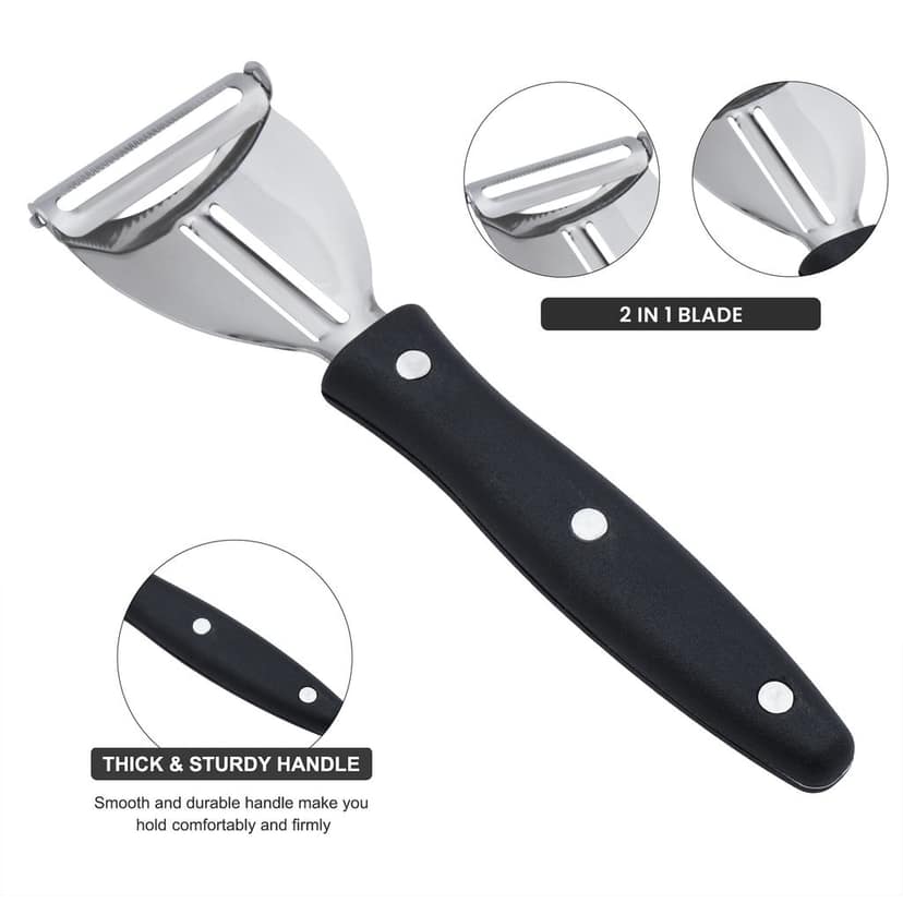 SNOKE® 2 in 1 Y Peeler , Peeler cutter , peeler for vegetables pack of 1 Silver color Blade with black color Strong Plastic Handle For Better Grip. view 2