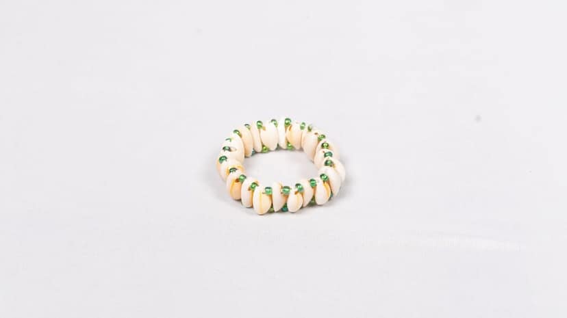 Handmade Seashell Bracelet with Green Accents