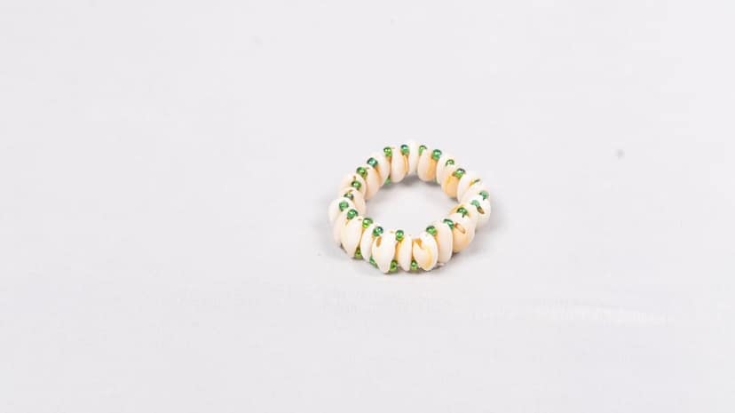 Handmade Seashell Bracelet with Green Accents view 2