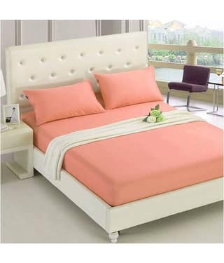House Of Quirk Polyester Queen Bedsheet ( Peach )
