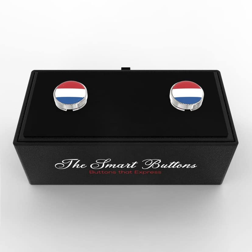 The Smart Buttons - Shirt Button Cover Cufflinks for Men - Netherlands Flag Style view 3