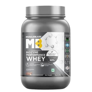 MuscleBlaze Biozyme Performance Whey Protein (Chocolate Hazelnut, 1 kg)