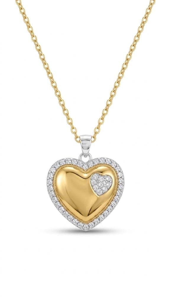 GemGleam Gold Plated Heart Pendant Necklace | Anti-Tranish Waterproof | Crystal Stone Jewellery for Women and Girls | Skin Friendly | Lightweight - Gift for Wife, Girlfriend, Friend