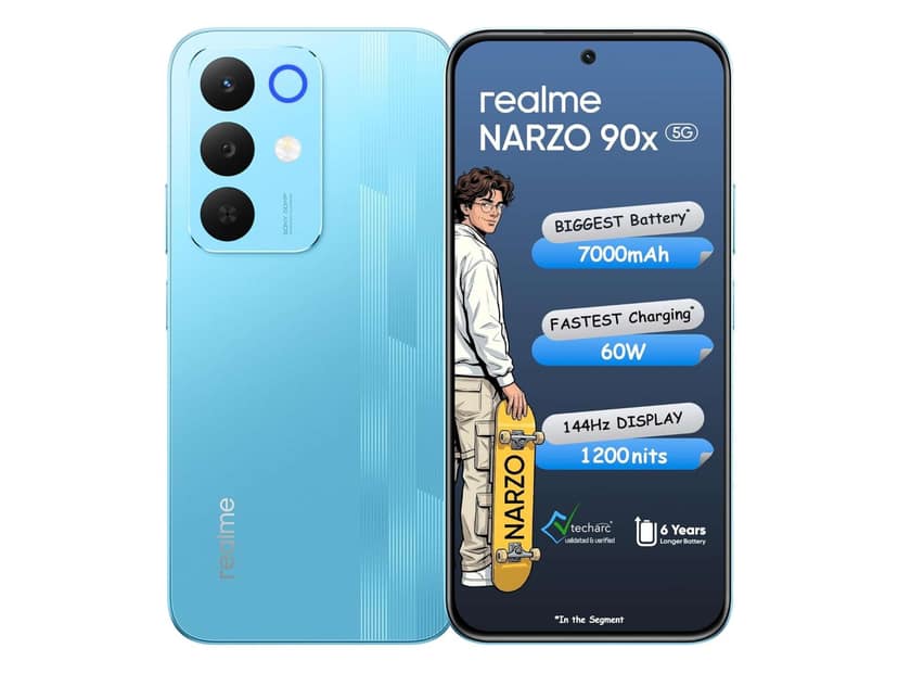 Realme Narzo 90X 5G Smartphone, 4GB RAM, 128GB Storage - Flash Blue