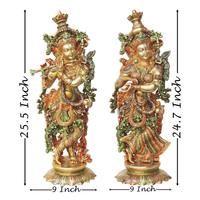 Brass Radha Krishna God Idol ? Premium Temple Decor, Height : 25.5 Inch (BSMAS1379) view 2