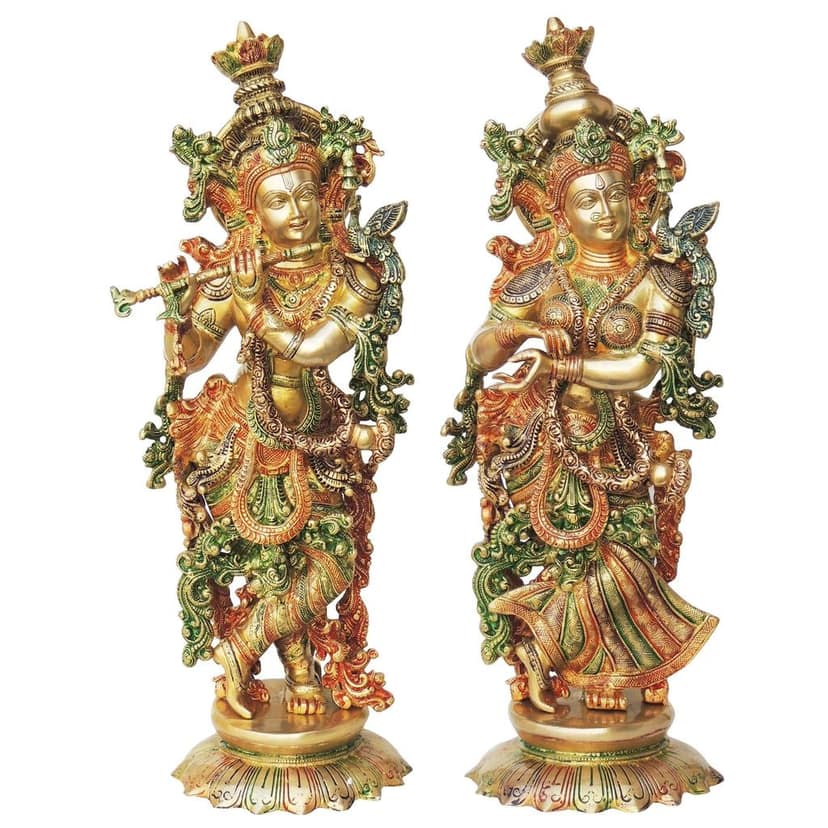 Brass Radha Krishna God Idol ? Premium Temple Decor, Height : 25.5 Inch (BSMAS1379) view 3