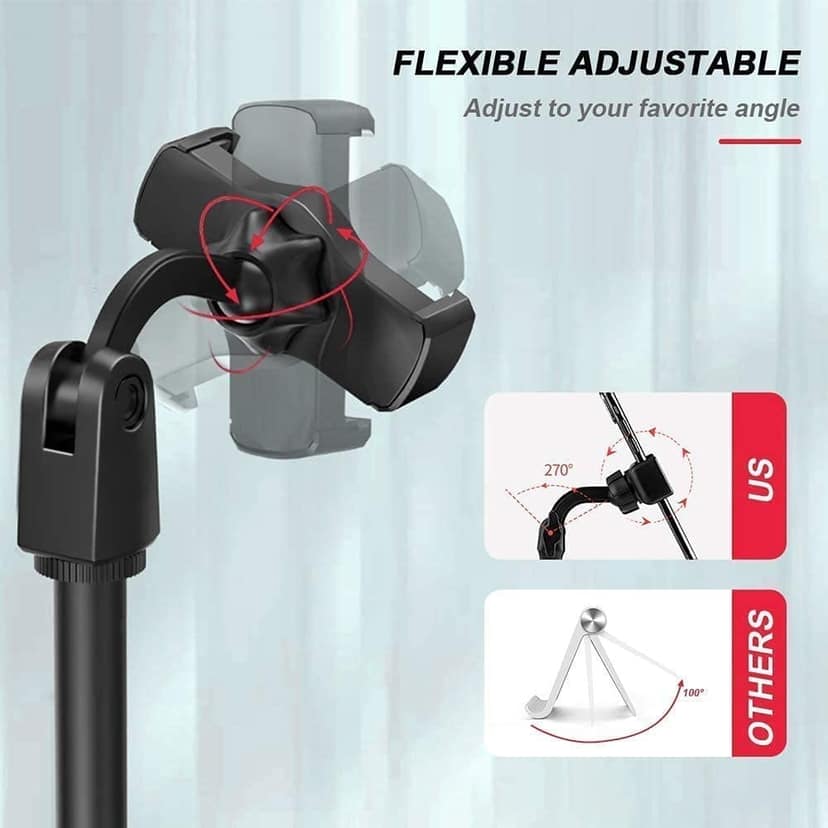 Broadcast Mobile Phone Stand Multi-Angle Adjustable Desk Mount Holder 360 Rotate for Online Classes Live Streaming view 3