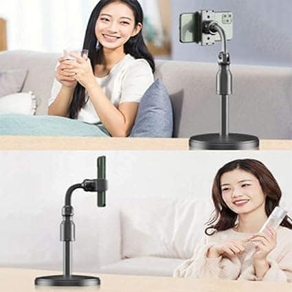 Broadcast Mobile Phone Stand Multi-Angle Adjustable Desk Mount Holder 360 Rotate for Online Classes Live Streaming view 4