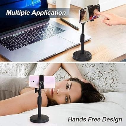 Broadcast Mobile Phone Stand Multi-Angle Adjustable Desk Mount Holder 360 Rotate for Online Classes Live Streaming view 7