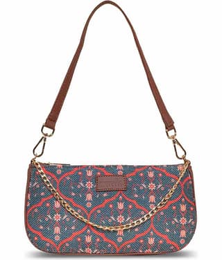 Zouk Shoulder Bag Jute Set of 1 ( Light Blue )