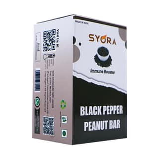 Syora Black Pepper Peanut Bar - Box (12 Pieces) | Energy Bar | Protein Bar | Nutrition Bar | Pepper Flavour