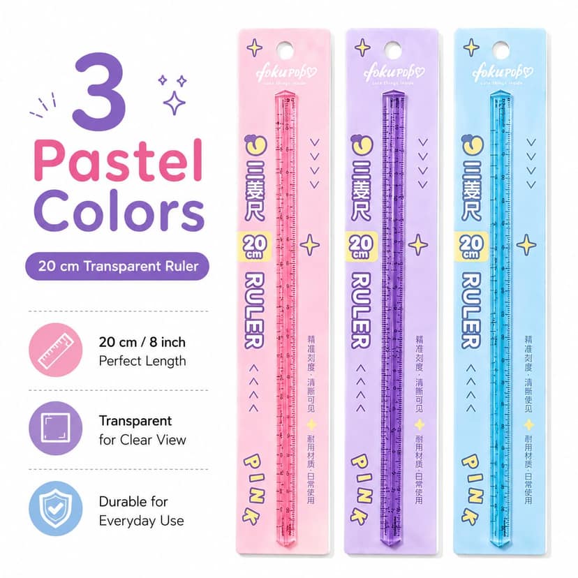 Delhi Deals Hub Multicolour Triangular Ruler 20 cm Pack of 3 Plastic Geometry Scale Set for School and Office view 2