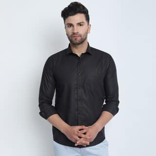 Baleshwar Mens Black Regular Fit Formal Shirt (Pack of 1)