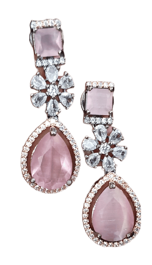 American Diamond with Stone work beautiful party wear earrings view 2
