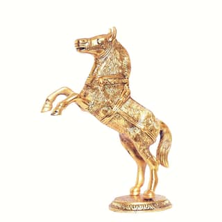 DreamKraft Metal Oxidized Jumping Horse Statue for Home Decor, Feng Shui & Vanstu Showpiece Figurines (Golden Color, 15x8x26 cm)