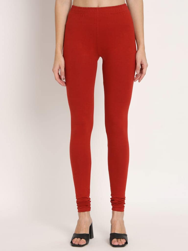 SOFT COLORS Women's Skinny Fit Ethnic Wear Churidar Leggings (Rust) view 2