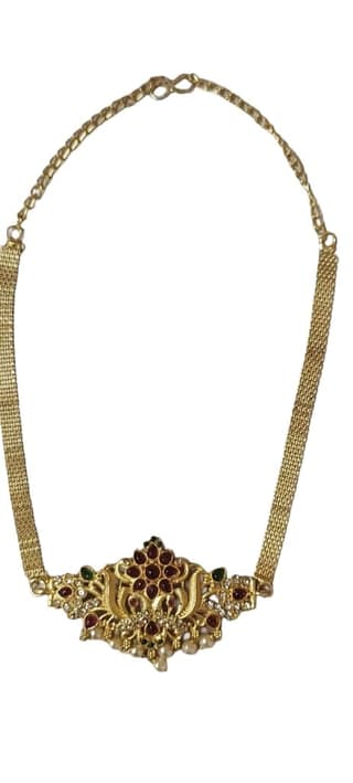 One gram gold choker necklace with red stone and green stones