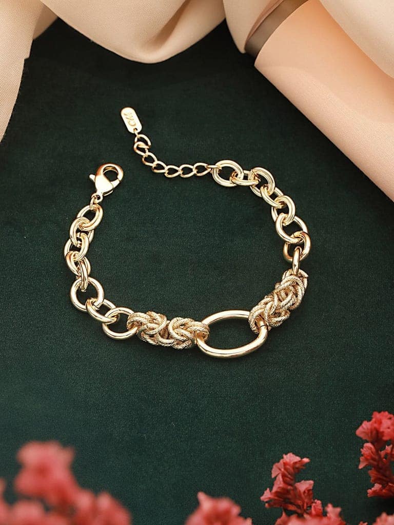 Anti-Tarnish 18k Gold Plated Knotted Link Chain wraparound bracelet view 2