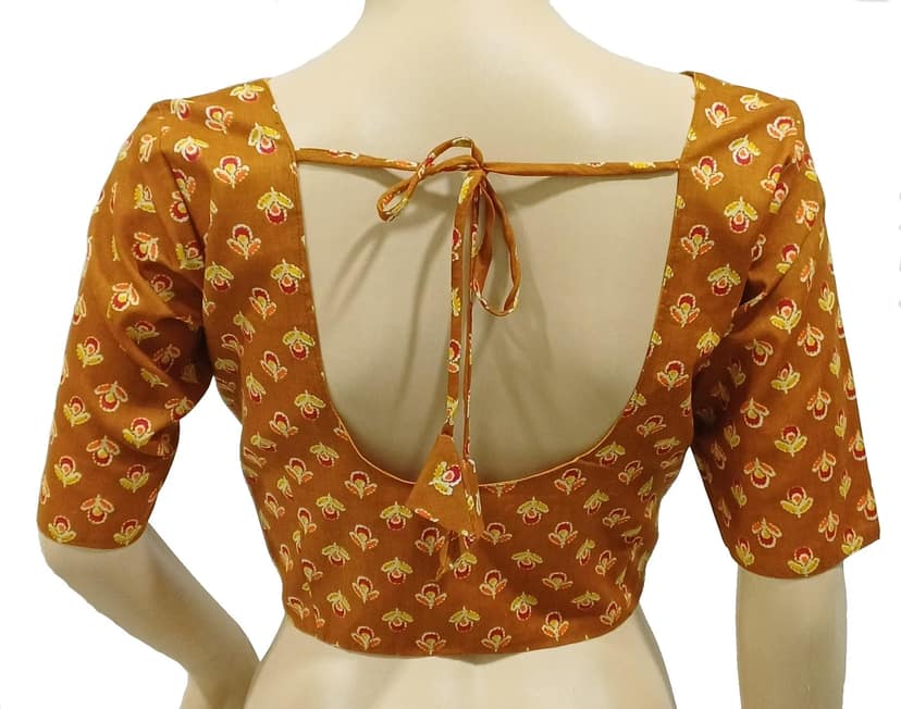 Mom and Me Women's Readymade Cotton Saree Blouse (XX-Large, Muster) view 2