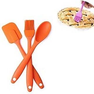 3 Pieces Silicone Spatula Spoon Brush Set Cooking Utensil Tool Kit Heat Resistant