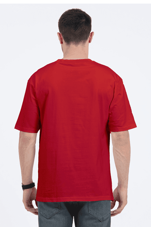 Clothikoo Classic Oversized T-Shirt (Red Colour, 240 GSM) view 2