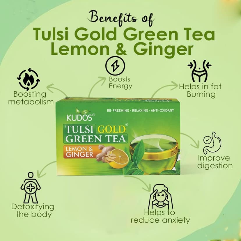Kudos Tulsi Lemon & Ginger Green Tea (2g X 25tea Bag) view 3