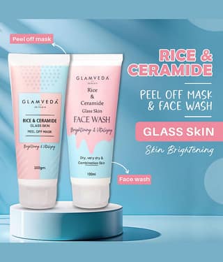 Glamveda Rice & Ceramide Korean Glass Skin Combo ( Face wash + Peel Off Mask ) | Skin Brightening & Anti Dullness