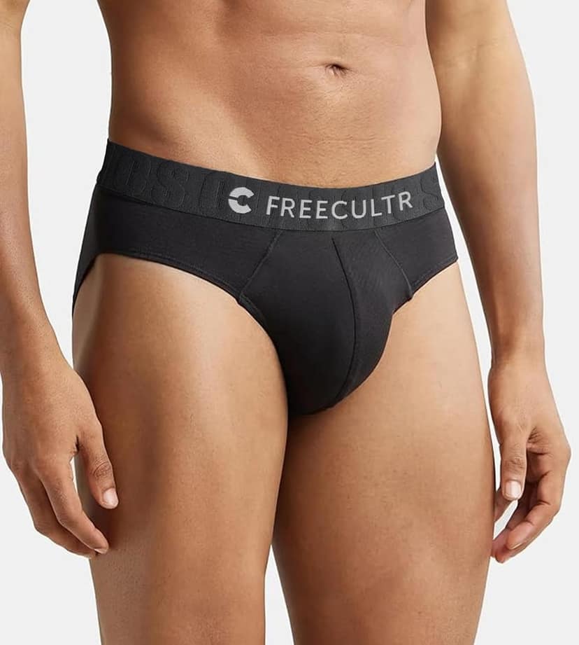FREECULTR Men's Underwear | Micromodal Elastane Stretch Solid Brief with Ultrasoft Classic Waistband Black-L view 2