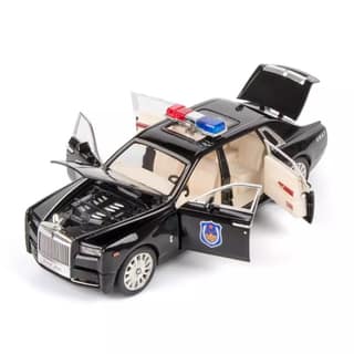 KTRS ENTERPRISE 1/24 Scale Wheels Diecast Rolls Royce Phantom Police Metal Model Pull Back Alloy Toy with Light and Sound Collection