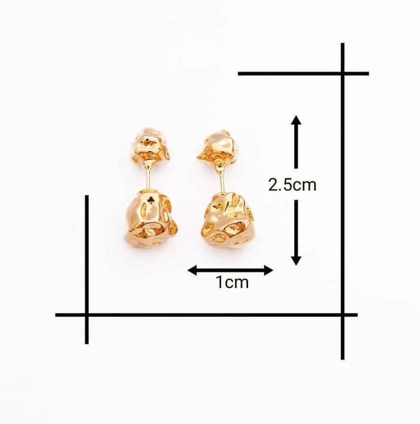 Metallic Golden Rose Stud Earrings view 3