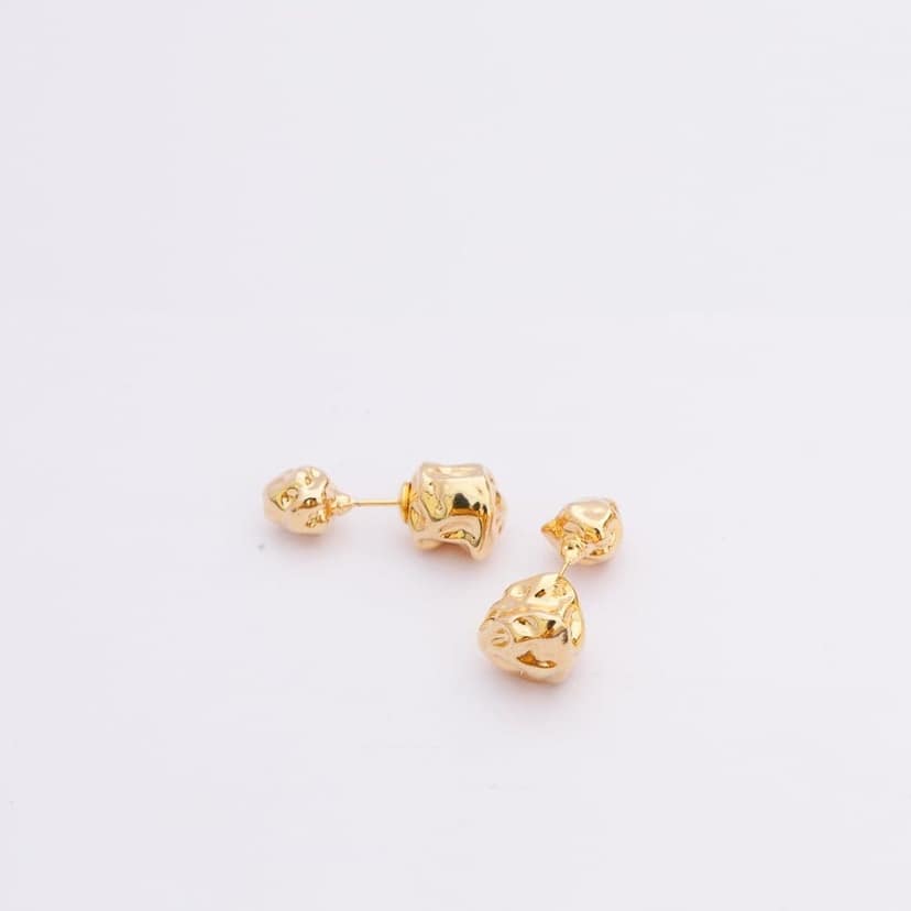 Metallic Golden Rose Stud Earrings view 5