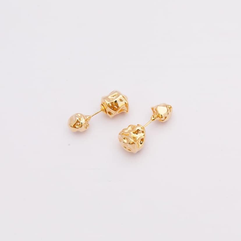 Metallic Golden Rose Stud Earrings view 6
