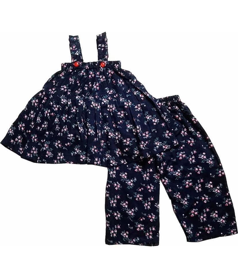 harshvardhanmart.com Pack of 1 Baby Girls 100% Cotton Top & Shorts ( Navy Blue )