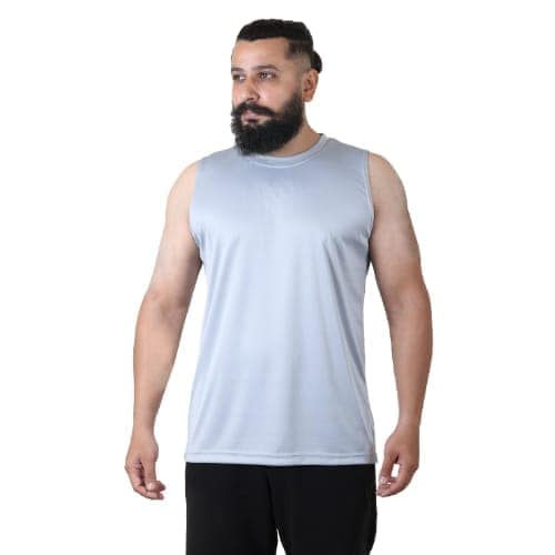 Men's Gym Sleeveless T-Shirt Grey - Drifit, Quick Dry Sports Tank Top, Sando Vest