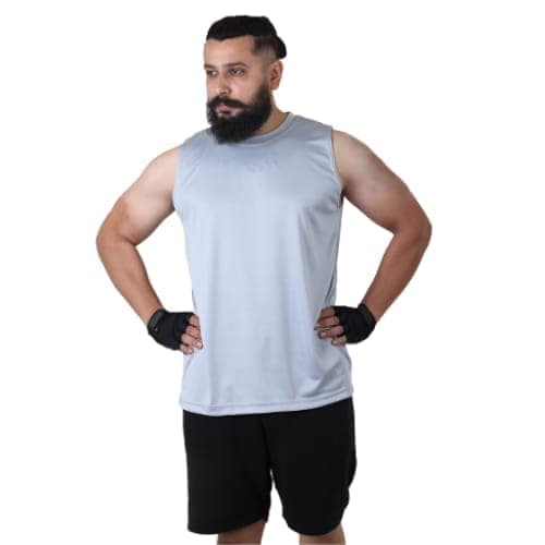 Men's Gym Sleeveless T-Shirt Grey - Drifit, Quick Dry Sports Tank Top, Sando Vest view 6