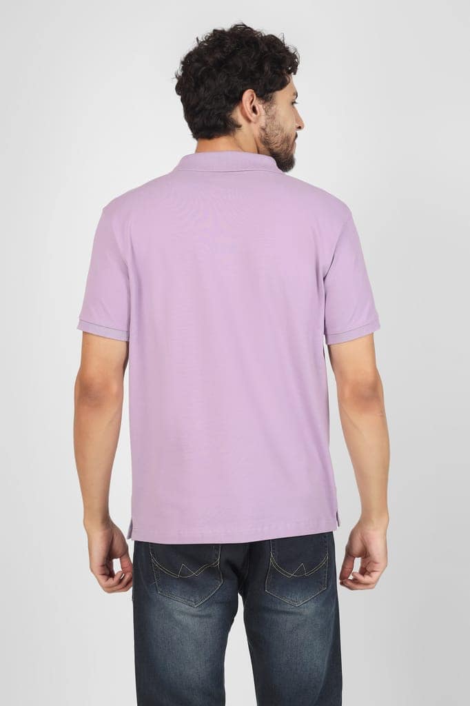 BLUEFICUS Men Solid Polo Neck Pure Cotton T-Shirt (Purple) view 3