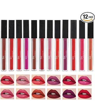 BLUSHIS Long Stay Multicolor Highly Pigmented Matte Finsh Lipstick (Pack of 12)