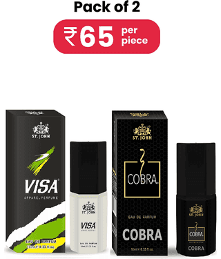 ST.JOHN Cobra Perfume & Visa Pocket Perfume For Men 10ml Each (20ml)- Pack of 2