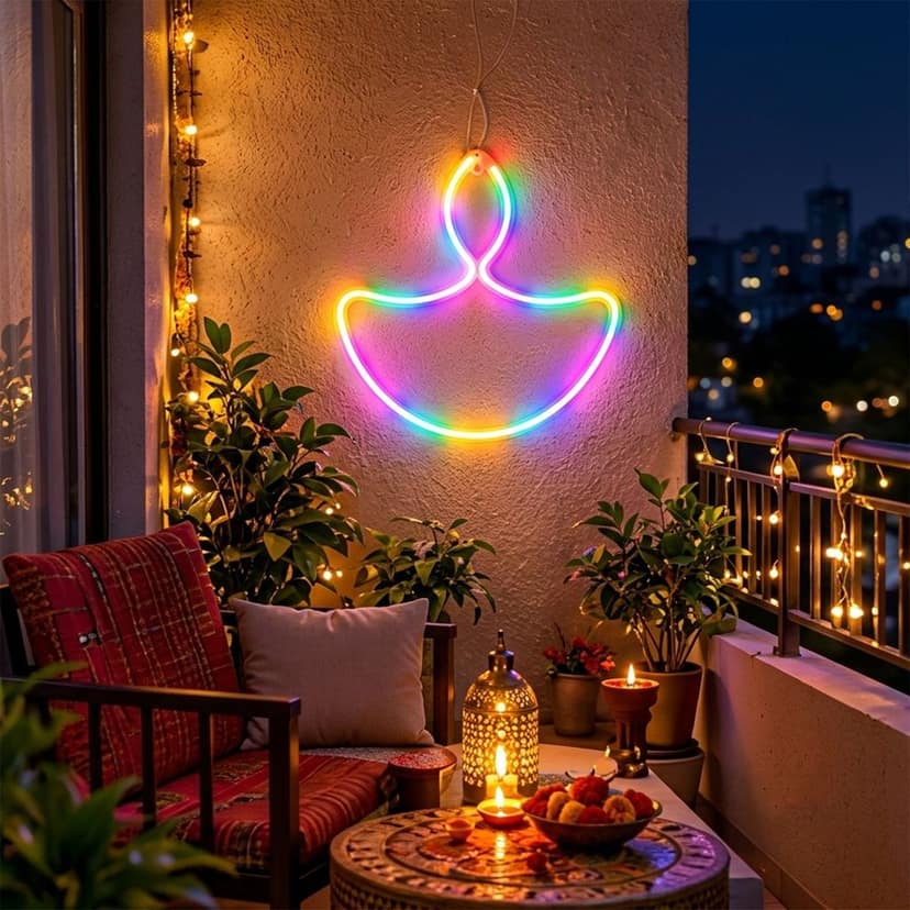 Multicolor LED Diya Shape Hanging Light for Diwali and Home Decor (1 Pc) view 2