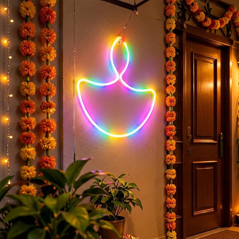 Multicolor LED Diya Shape Hanging Light for Diwali and Home Decor (1 Pc) view 3