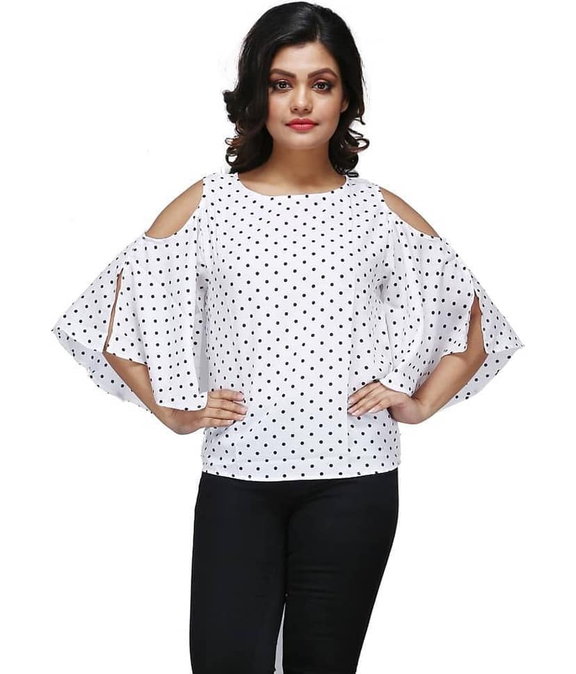 Zadmus Women's Polyester Regular Top ( White )