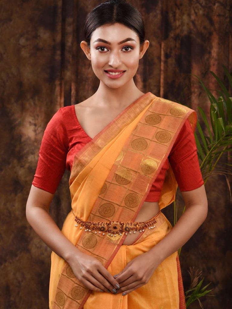 Gold Plated Kemp stone studded Pearl Beaded Peaacock design Hip Belt Kamarbandh view 3
