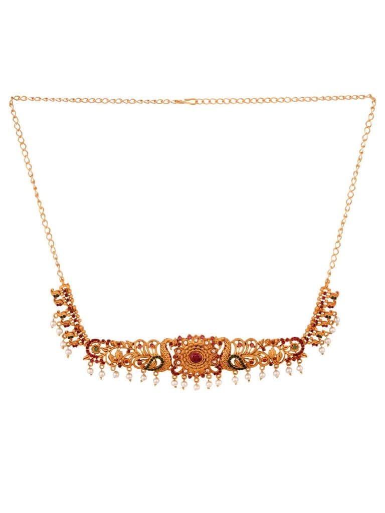 Gold Plated Kemp stone studded Pearl Beaded Peaacock design Hip Belt Kamarbandh view 4
