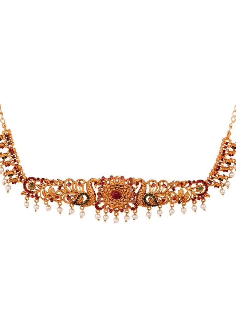 Gold Plated Kemp stone studded Pearl Beaded Peaacock design Hip Belt Kamarbandh view 5