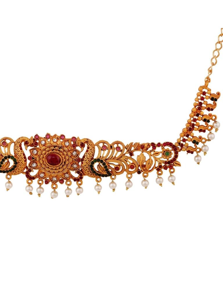 Gold Plated Kemp stone studded Pearl Beaded Peaacock design Hip Belt Kamarbandh view 6